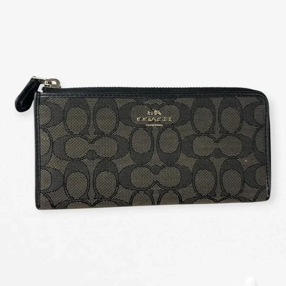 Coach Black Signature Jacquard Tote Shoulder Bag with Leather Trim + zip wallet - Picture 14 of 16